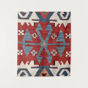 Blue Diamond Arrow Konya II Red Cowboy  Tapestry