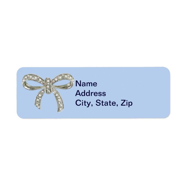 Blue Diamond Bow Wedding Address Labels (Front)