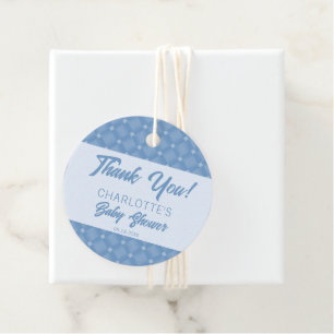 Blue Diamond Chevron Baby Shower Thank You Favour Tags