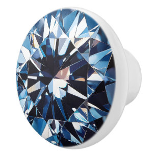 Blue Diamond Crystal Pattern Ceramic Knob