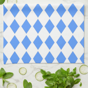 Blue Diamond Design Tea Towel