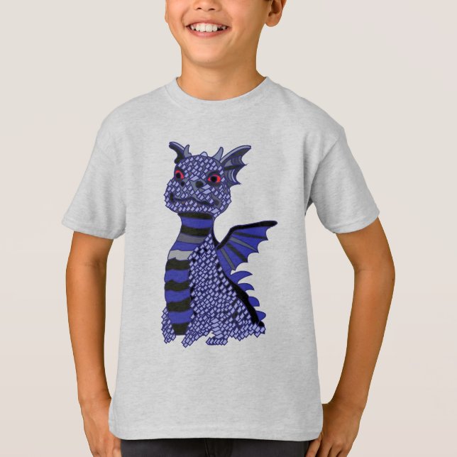 Blue Diamond Dragon Kids T-Shirt (Front)