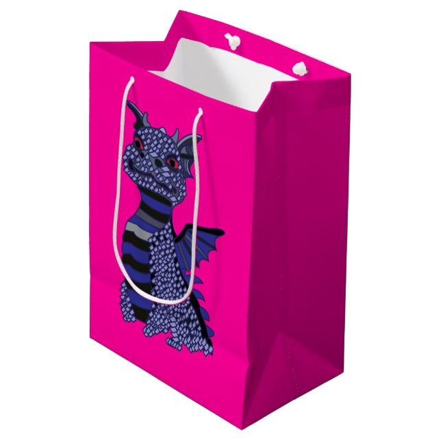 Blue Diamond Dragon Medium Gift Bag (Front Angled)