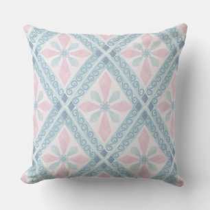 Blue Diamond Geometric Pattern Cushion