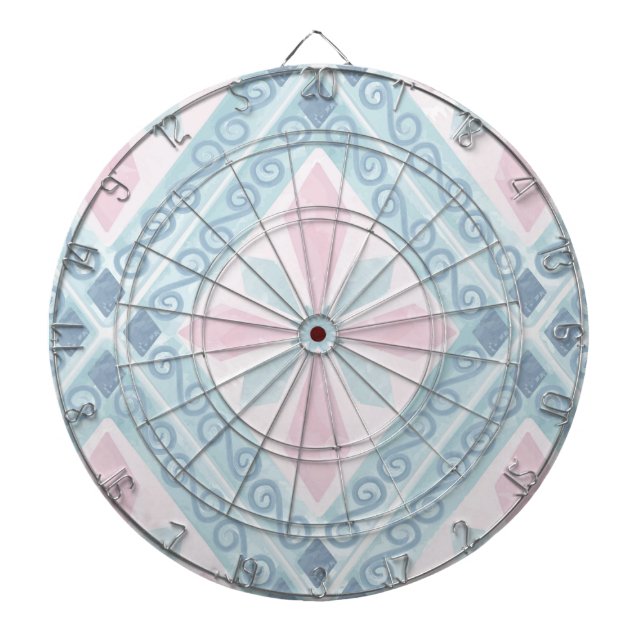 Blue Diamond Geometric Pattern Dartboard (Front)