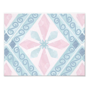 Blue Diamond Geometric Pattern Photo Print