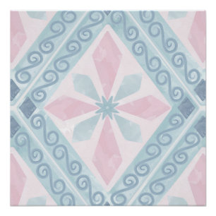 Blue Diamond Geometric Pattern Poster