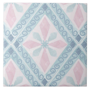 Blue Diamond Geometric Pattern Tile