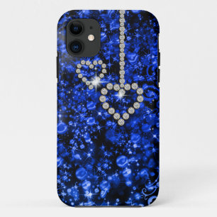Blue diamond heart iPhone 11 case