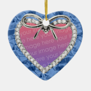 Blue Diamond Heart Frame Ornament