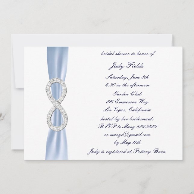 Blue Diamond Infinity Bridal Shower Invitation (Front)