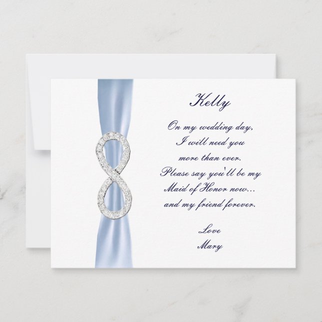 Blue Diamond Infinity Wedding Maid Of Honour Card (Front)