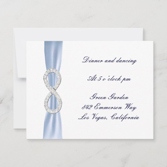 Blue Diamond Infinity Wedding Reception Card (Front)