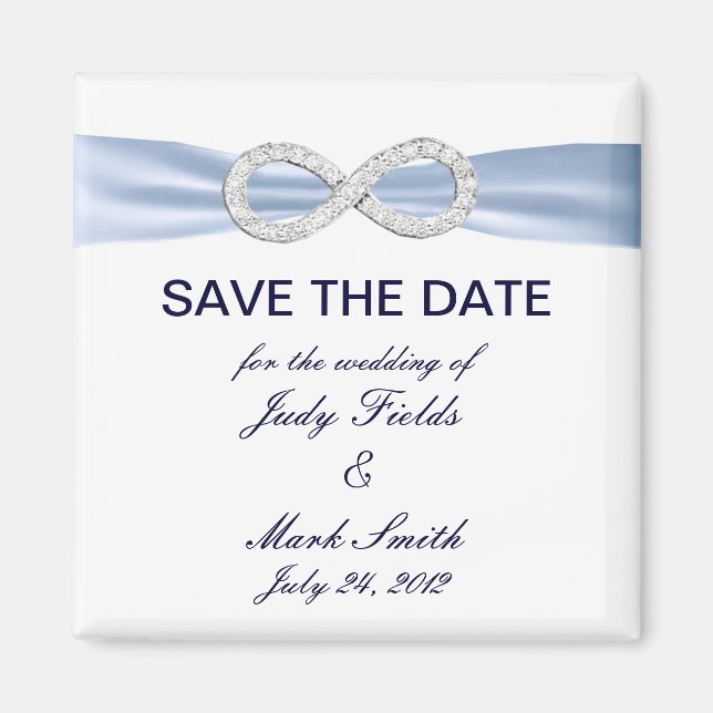 Blue Diamond Infinity Wedding Save The Date Magnet (Front)