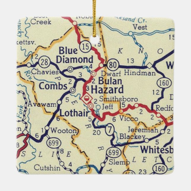 Blue Diamond KY Vintage Map Ceramic Ornament (Back)
