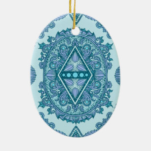 Blue Diamond Mandala Ceramic Tree Decoration
