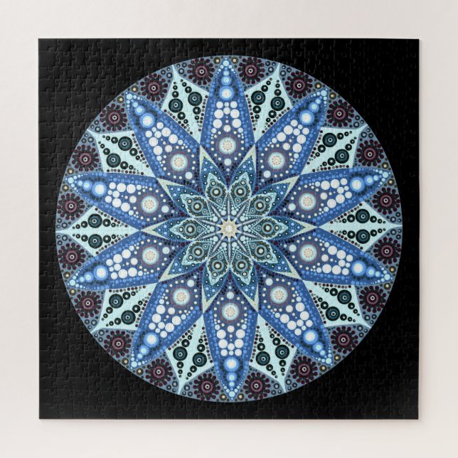 Blue Diamond Mandala Puzzle (Vertical)