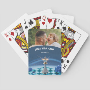 Blue Diamond Metallic King Chess Fathers Day Playing Cards