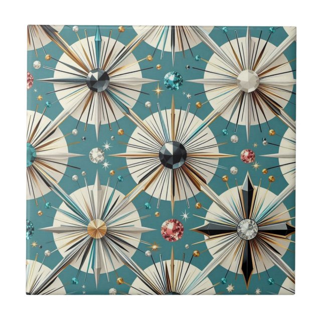 Blue Diamond Mid Century Modern  Tile (Front)