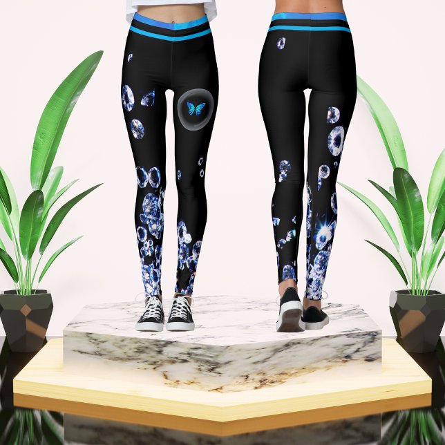  Blue Diamond Modern Trendy Fashion Black Chic Leggings (Creator Uploaded)