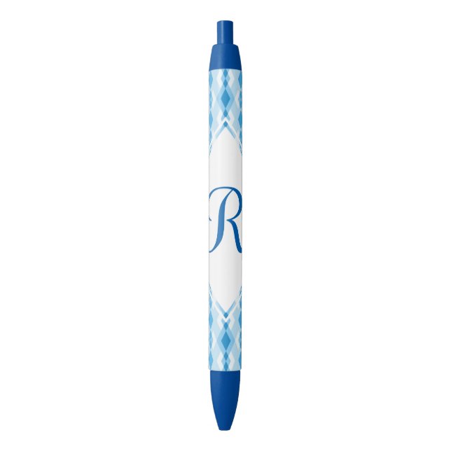 Blue Diamond Monogram Black Ink Pen (Front Vertical)