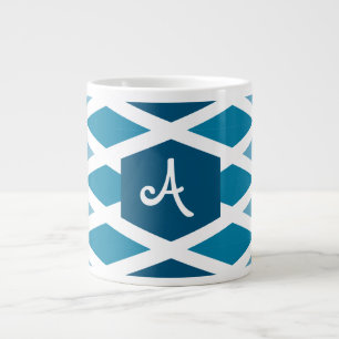 Blue Diamond Ombre Monogram Large Coffee Mug