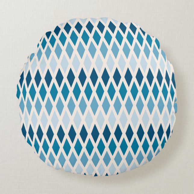 Blue Diamond Ombre Round Cushion (Front)