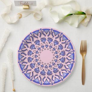 Blue Diamond Pattern Paper Plate