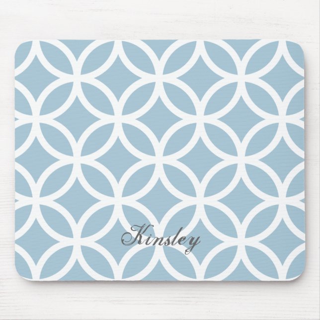 Blue Diamond Pattern Personalised Mousepad (Front)