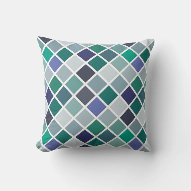 Blue Diamond Pattern Pillow (Front)