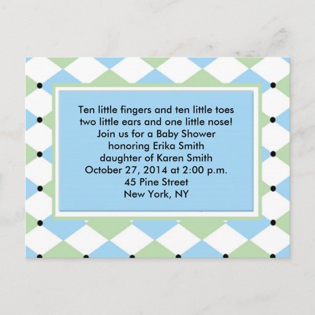 Blue Diamond Plaid Invitation (Front)