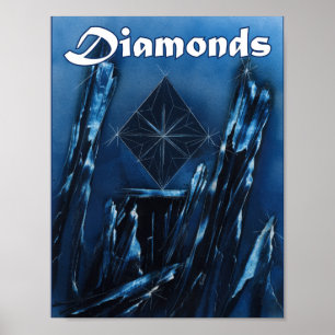 Blue Diamond Playing Card Suit Poster