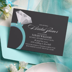 Blue Diamond Ring Bridal Shower Invitation