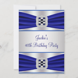Blue Diamond Sapphire 40th Birthday Invitation