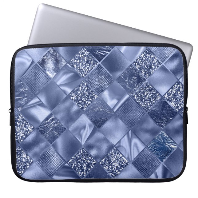 BLUE DIAMOND SHIMMER DIAMOND PATTERN LAPTOP SLEEVE (Front)