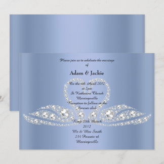 BLUE Diamond SWAN ELEGANT WEDDING Invitation