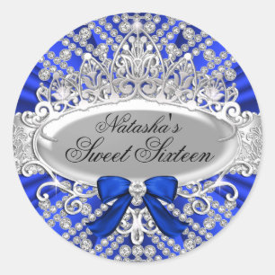 Blue Diamond & Tiara Sweet 16 Sticker