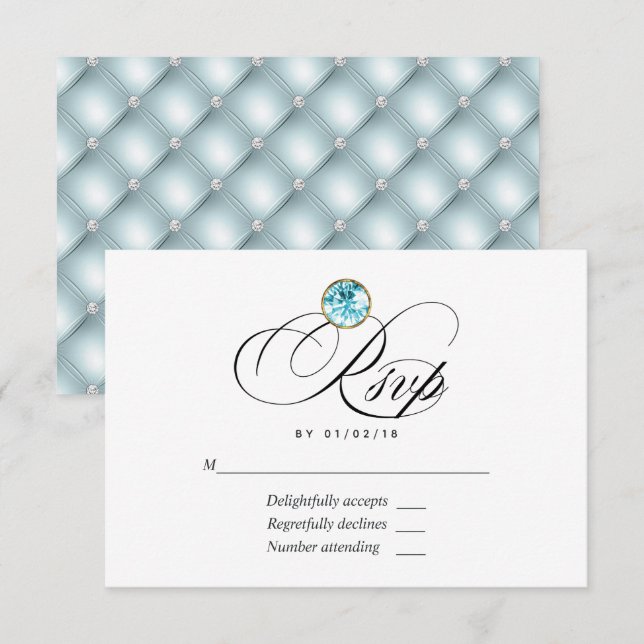 Blue Diamond Wedding RSVP Card (Front/Back)
