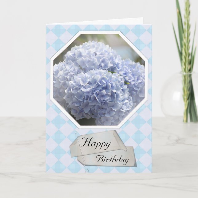 Blue Diamonds Hydrangea Flowers Card (Front)