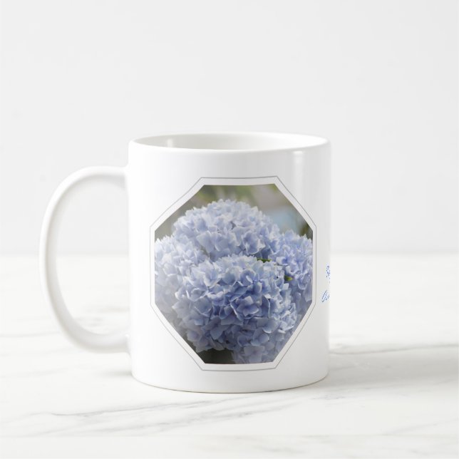 Blue Diamonds Hydrangea Flowers Coffee Mug (Left)