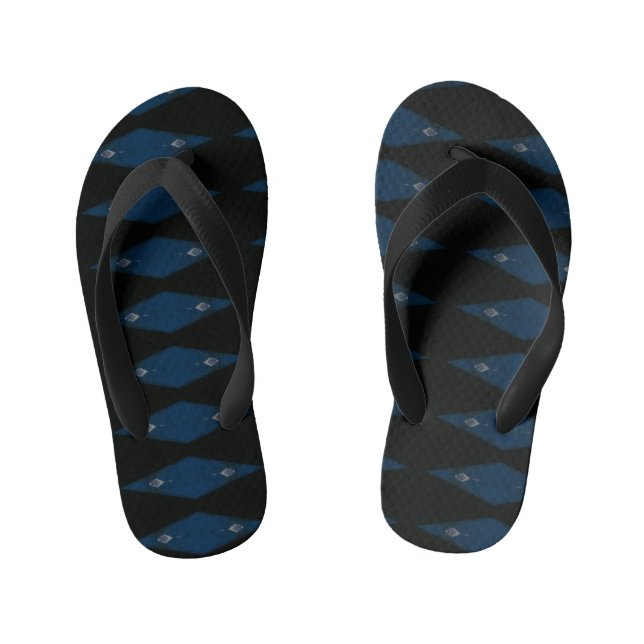 blue diamonds kid's flip flops (Footbed)