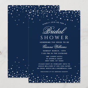 Blue Diamonds Modern Luxury Bridal Shower Invitation