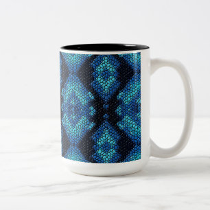 Blue Diamonds Mosaic Tiles Pattern Mug