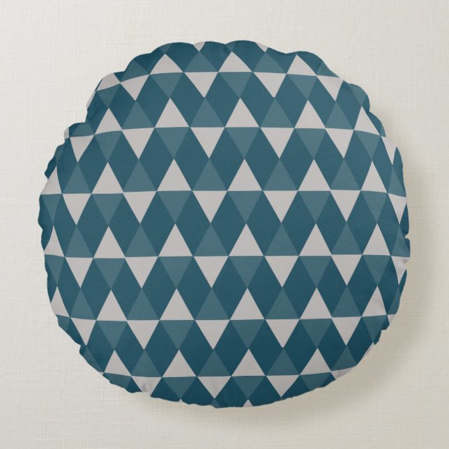 Blue diamonds pattern round cushion (Front)