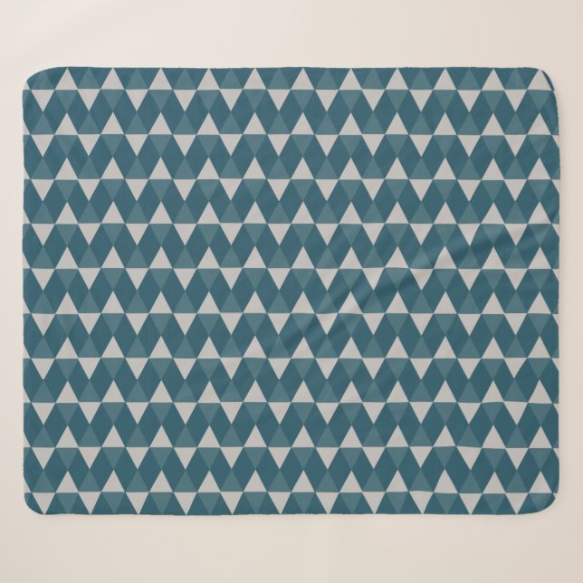 Blue diamonds pattern sherpa blanket (Front (Horizontal))
