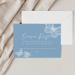 Blue Diaper Raffle Boho Baby Shower Card 