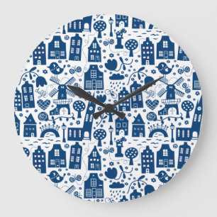 Blue dig large clock