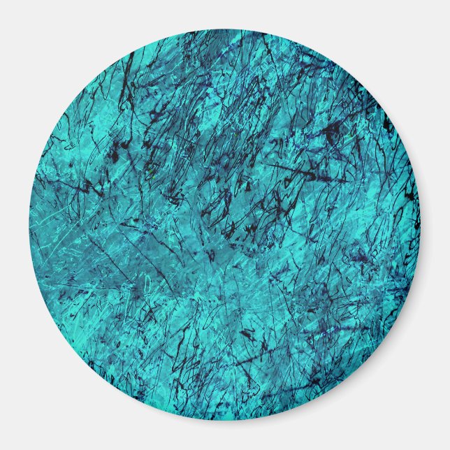 Blue digital art with many mixed/labyrinthic lines magnet (Front)