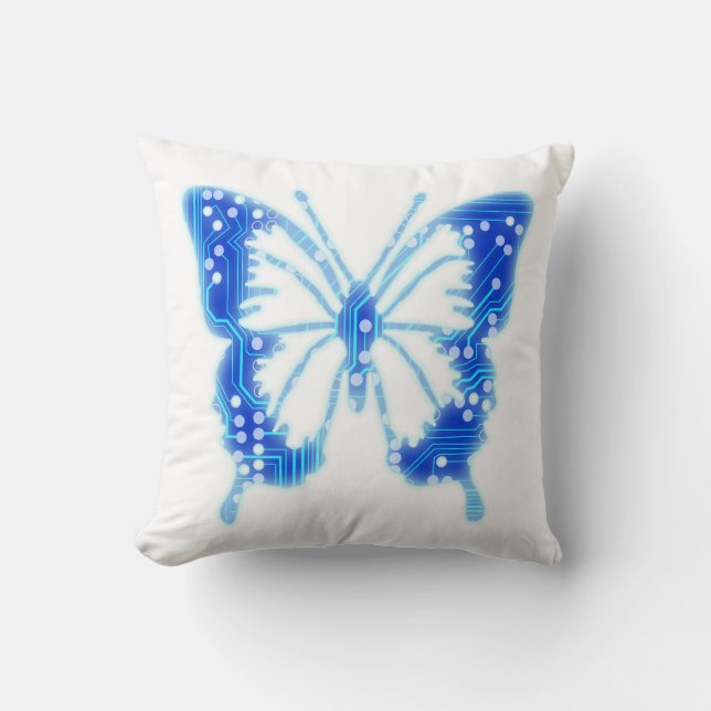 Blue Digital Butterfly, customise background  Cushion (Front)