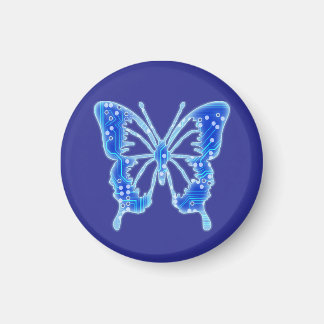 Blue Digital Butterfly, customise background Magnet